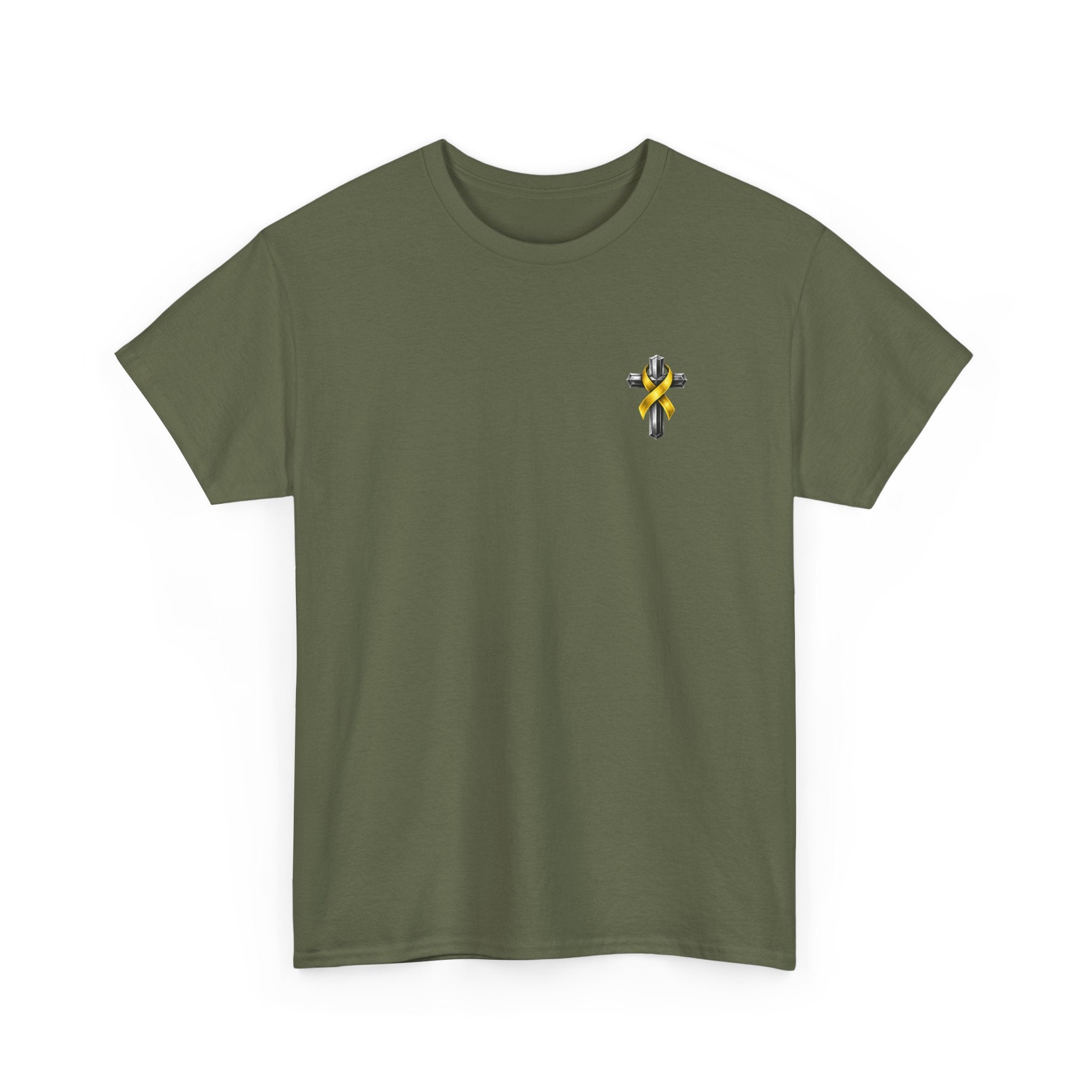 Unisex Heavy Cotton Tee - "Frontline of Faith" Yellow Ribbon Lily Tribute Shirt