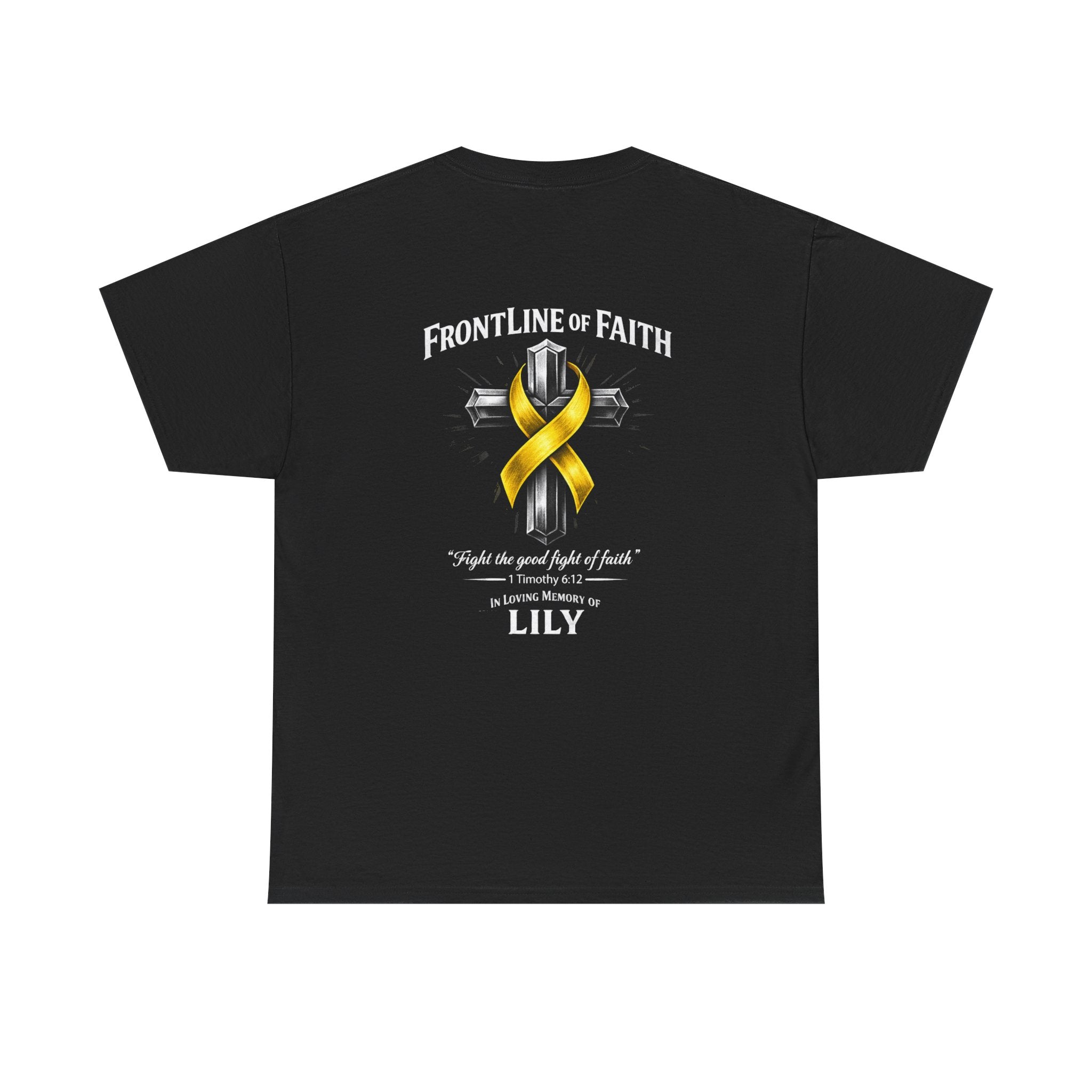 Unisex Heavy Cotton Tee - "Frontline of Faith" Yellow Ribbon Lily Tribute Shirt