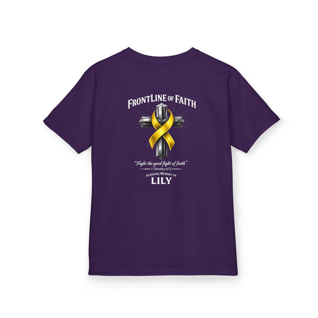 Kids Tee — "Frontline of Faith" Yellow Ribbon Lily Tribute Shirt