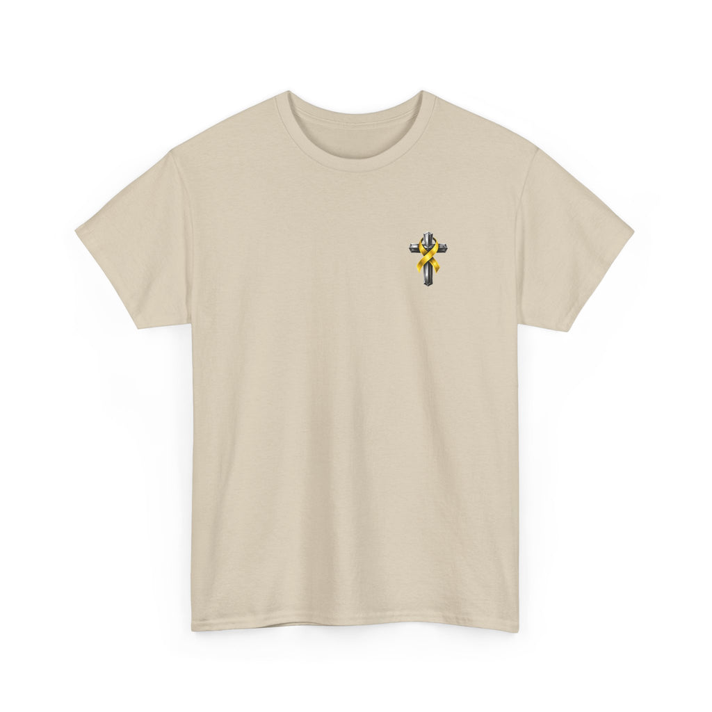 Unisex Heavy Cotton Tee - "Frontline of Faith" Yellow Ribbon Lily Tribute Shirt