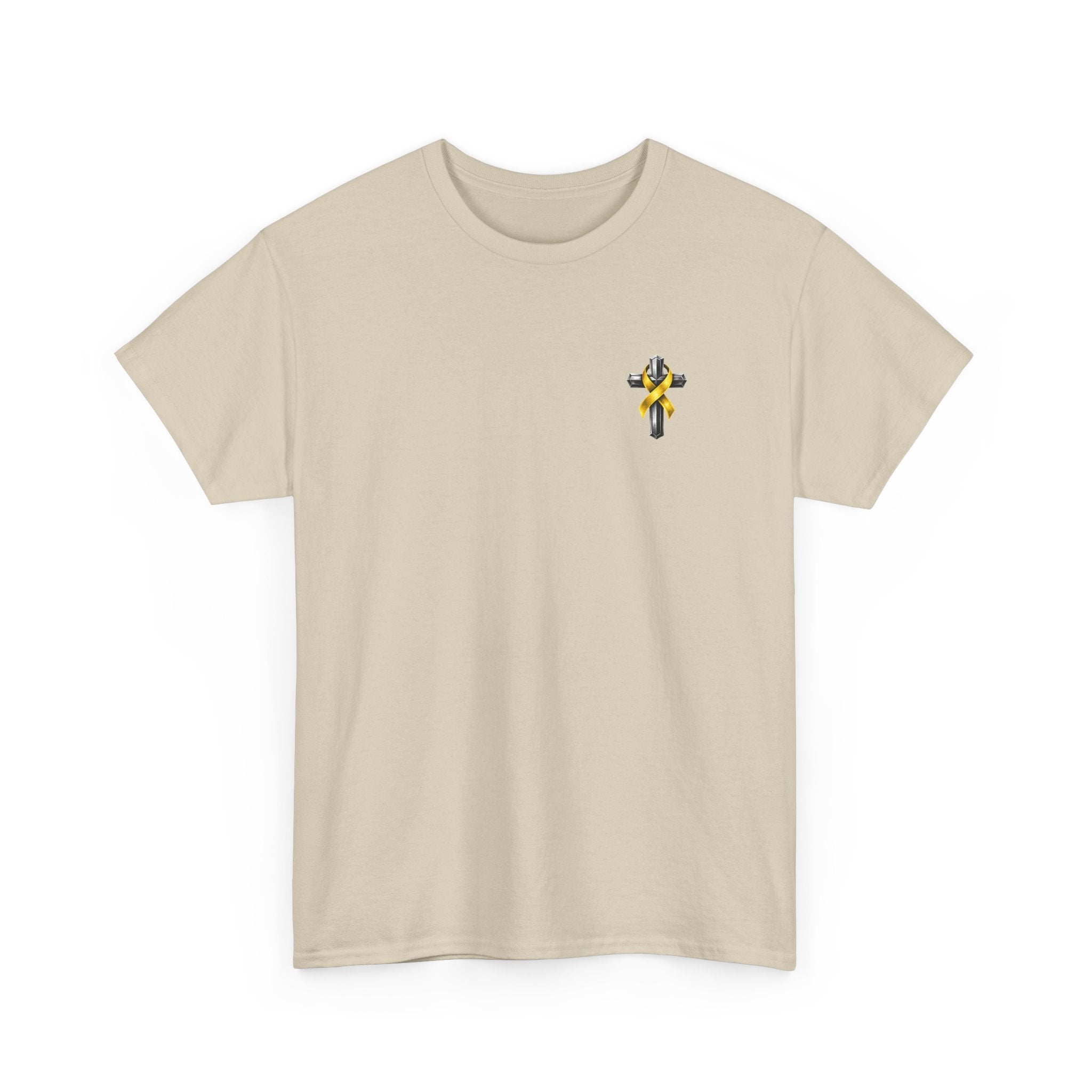 Unisex Heavy Cotton Tee - "Frontline of Faith" Yellow Ribbon Lily Tribute Shirt