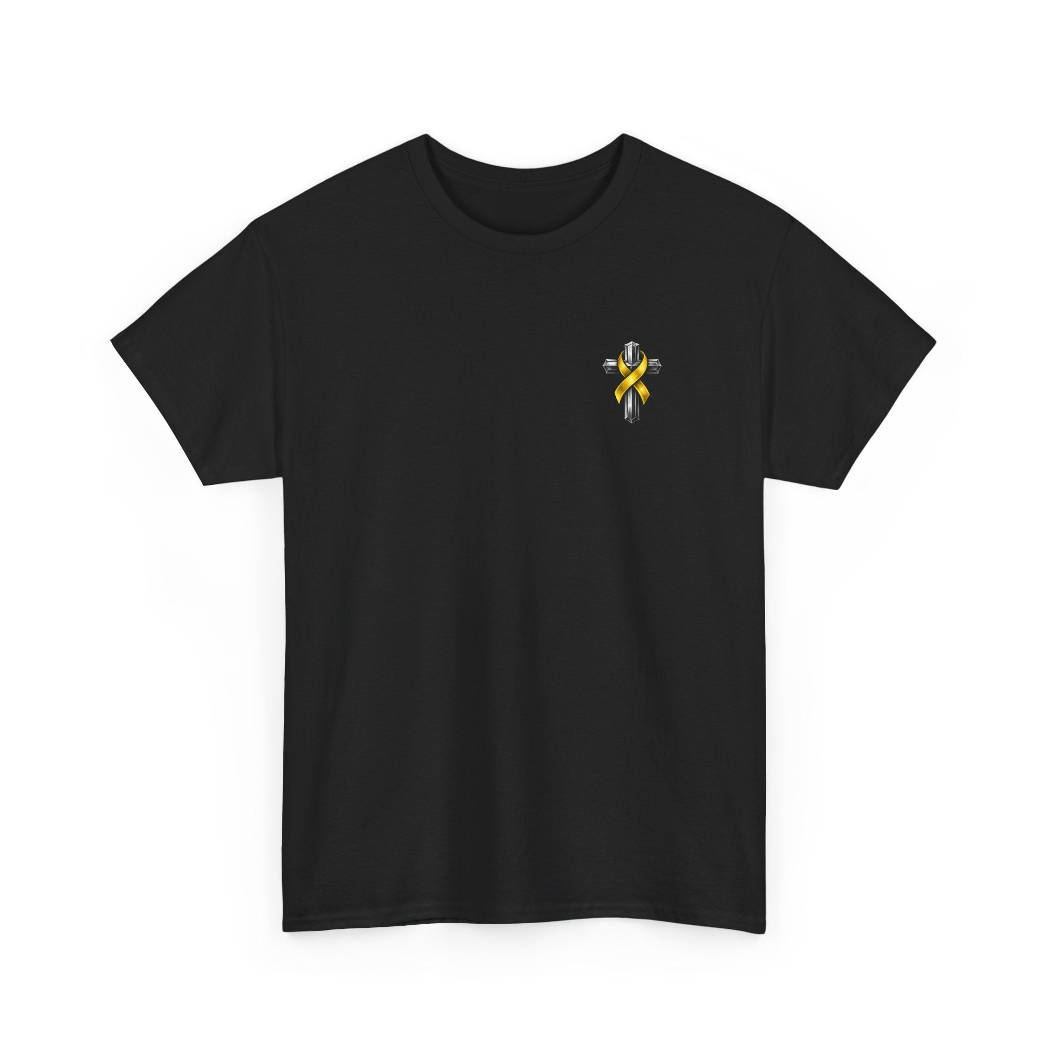 Unisex Heavy Cotton Tee - "Frontline of Faith" Yellow Ribbon Lily Tribute Shirt