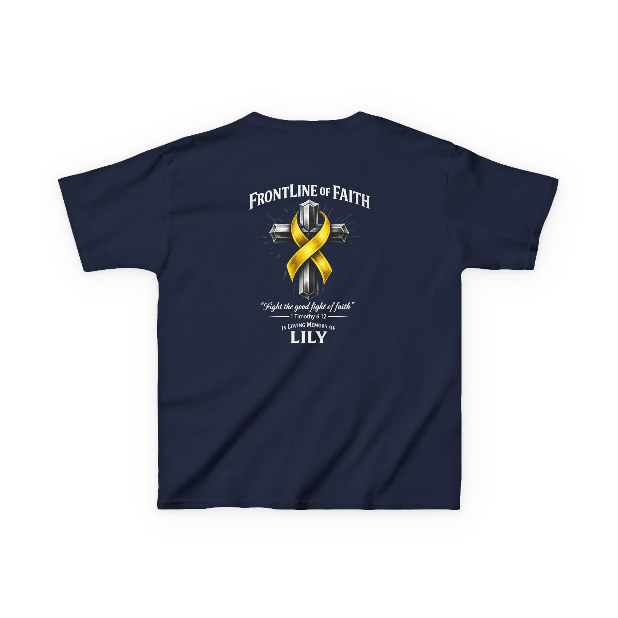 Kids Tee — "Frontline of Faith" Yellow Ribbon Lily Tribute Shirt