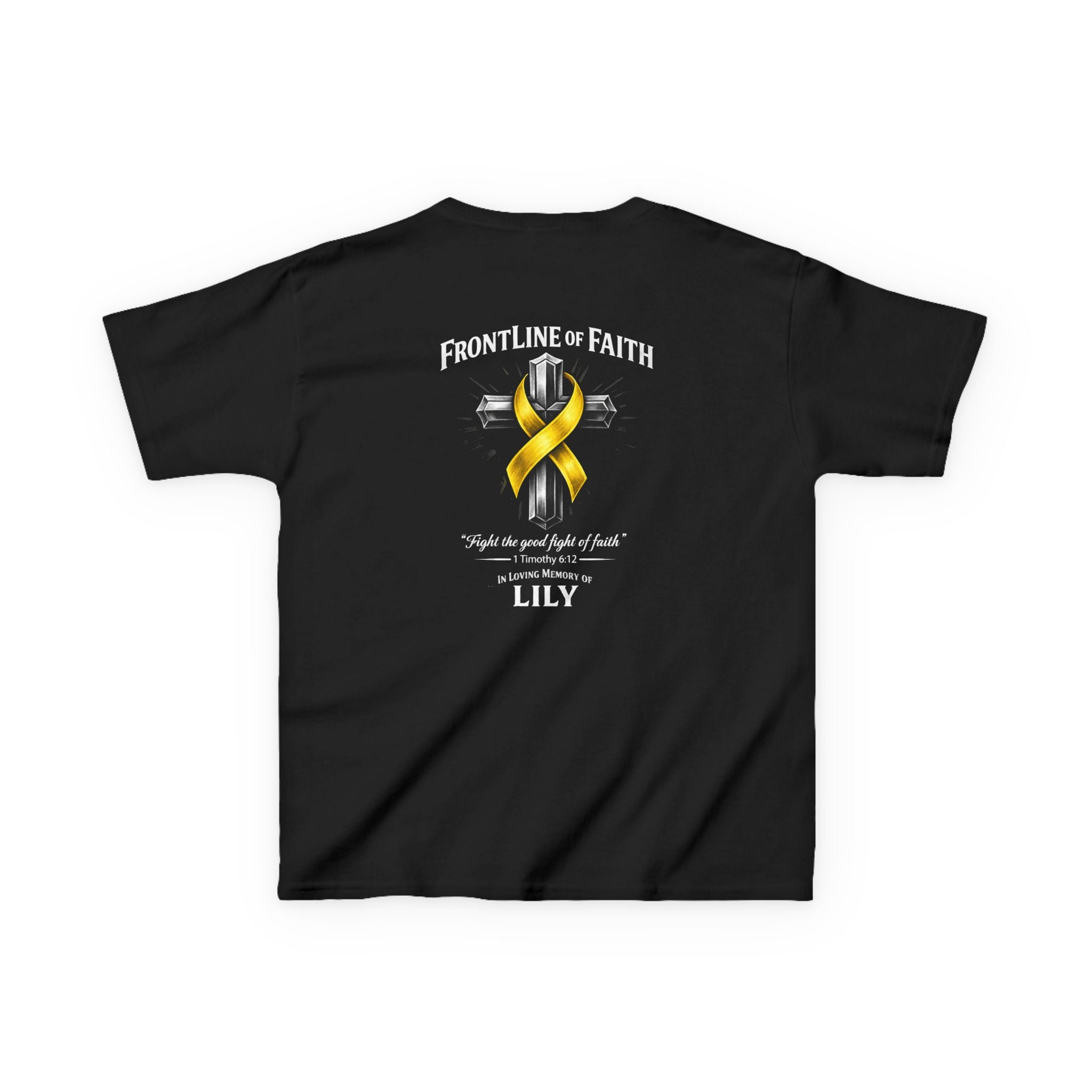 Kids Tee — "Frontline of Faith" Yellow Ribbon Lily Tribute Shirt