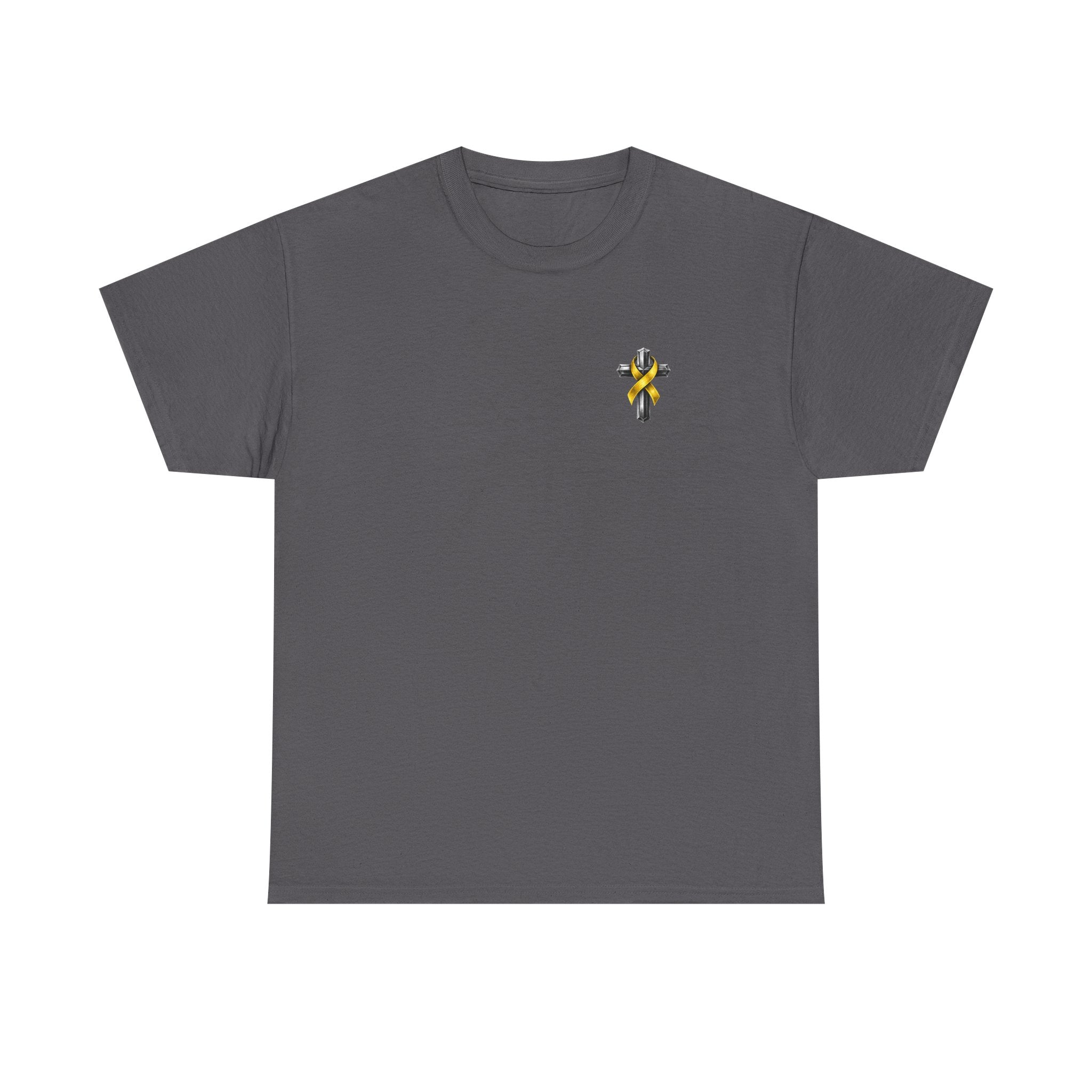 Unisex Heavy Cotton Tee - "Frontline of Faith" Yellow Ribbon Lily Tribute Shirt