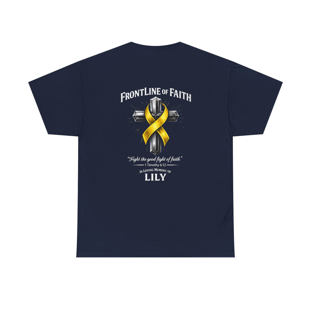 Unisex Heavy Cotton Tee - "Frontline of Faith" Yellow Ribbon Lily Tribute Shirt