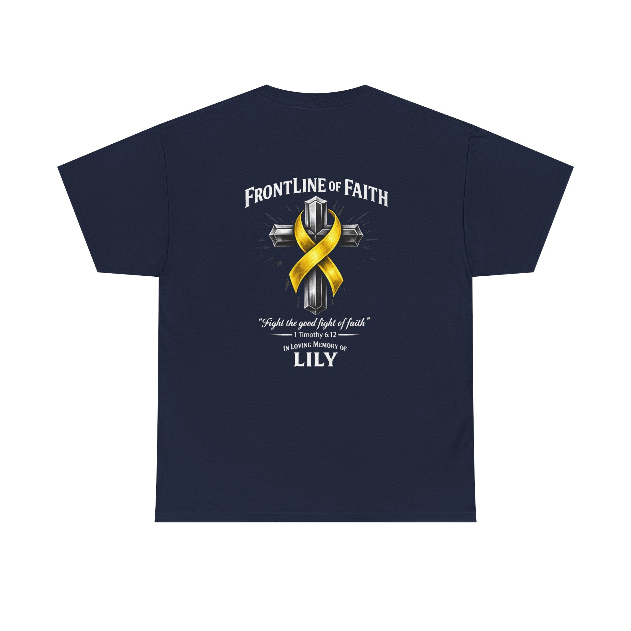 Unisex Heavy Cotton Tee - "Frontline of Faith" Yellow Ribbon Lily Tribute Shirt