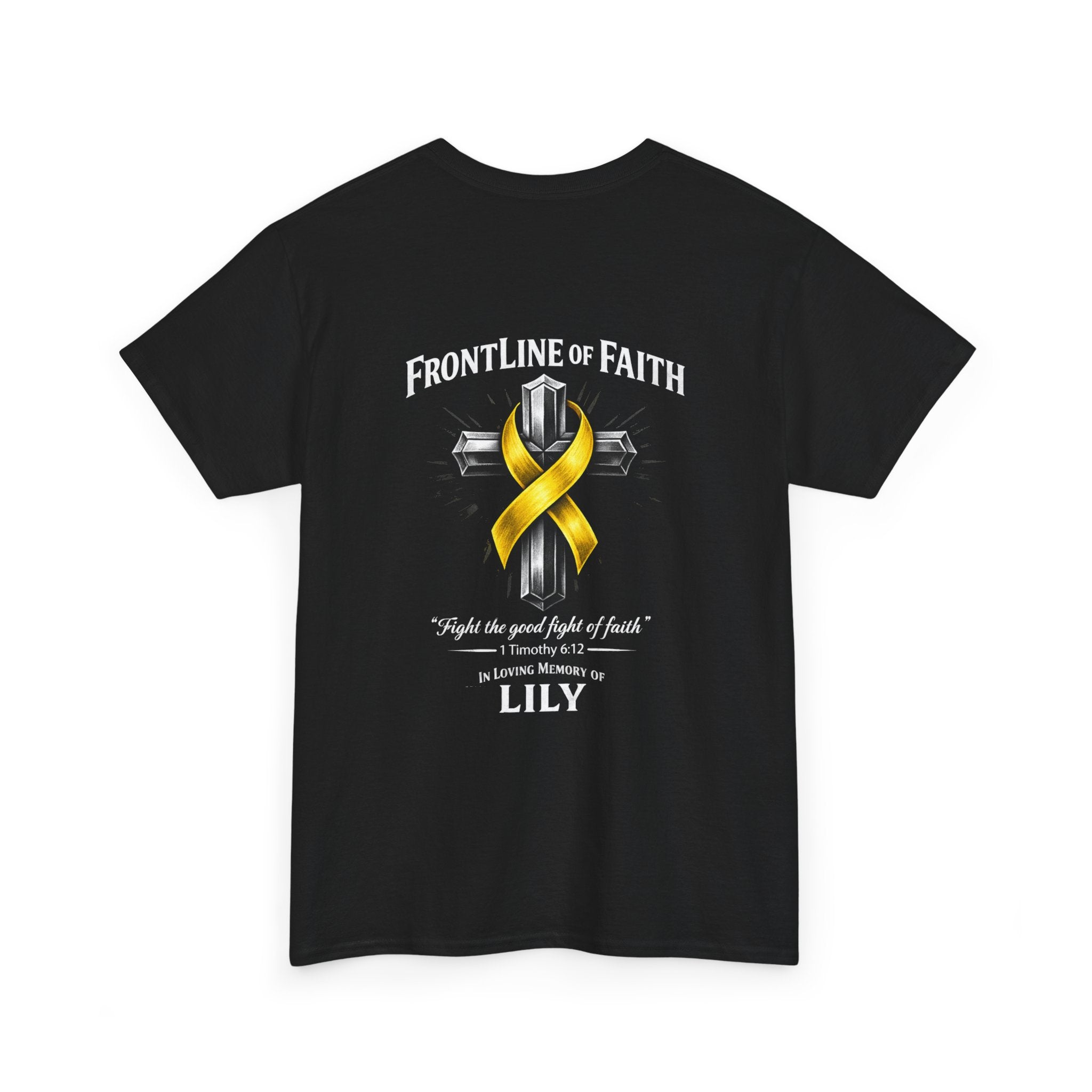 Unisex Heavy Cotton Tee - "Frontline of Faith" Yellow Ribbon Lily Tribute Shirt