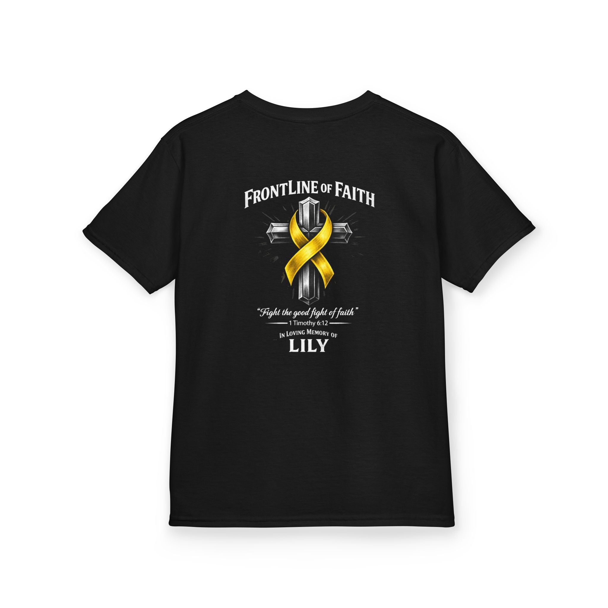 Kids Tee — "Frontline of Faith" Yellow Ribbon Lily Tribute Shirt