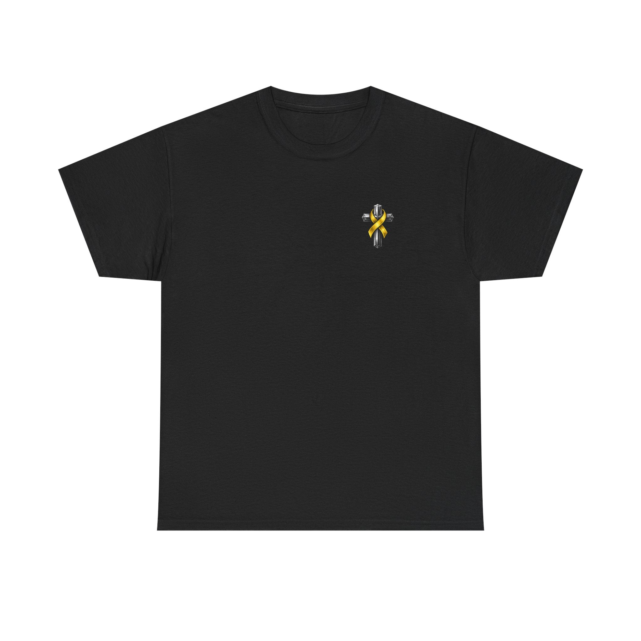 Unisex Heavy Cotton Tee - "Frontline of Faith" Yellow Ribbon Lily Tribute Shirt