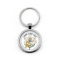 Love Like Lily Round Stainless Steel Keychain – Floral Memorial Ribbon Gift