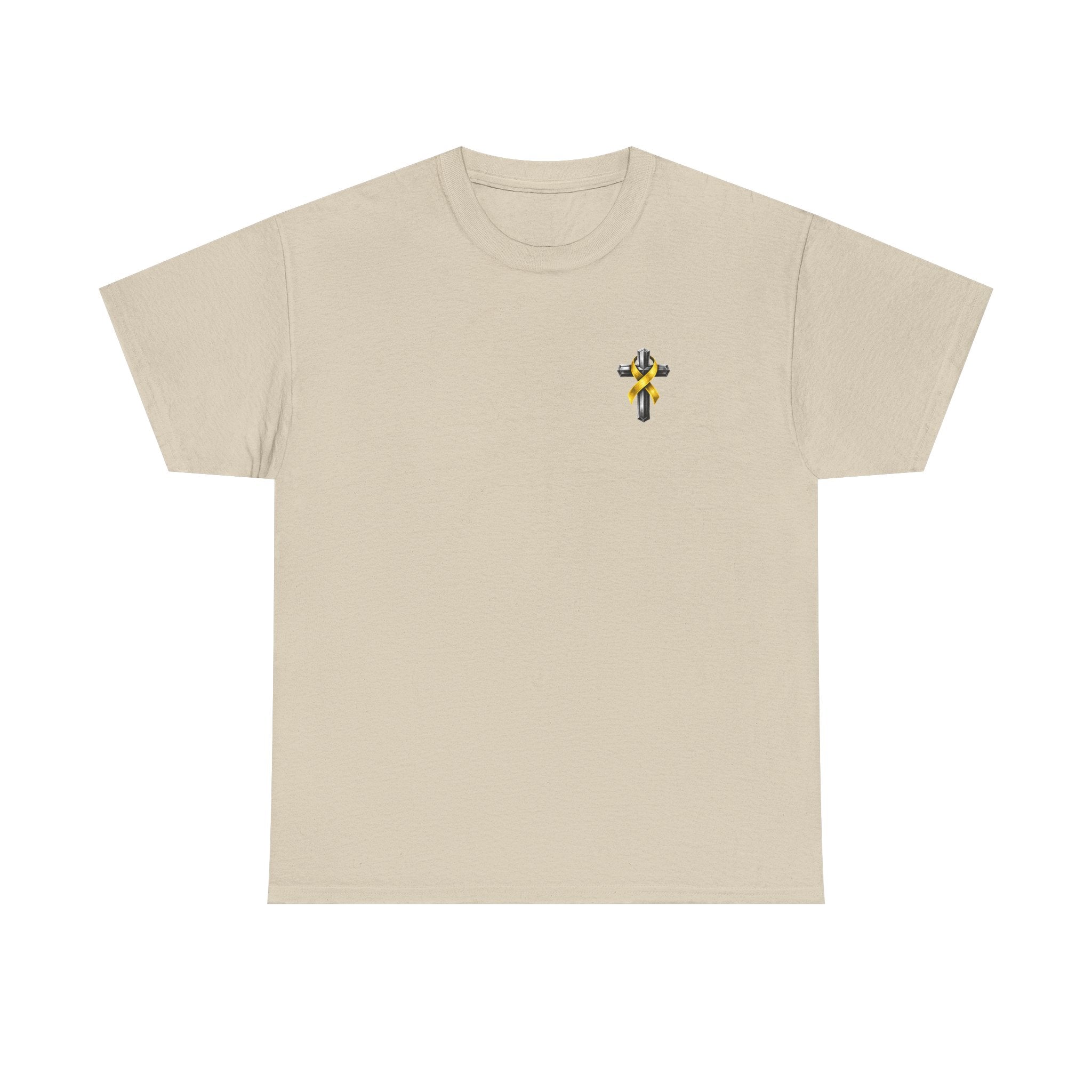 Unisex Heavy Cotton Tee - "Frontline of Faith" Yellow Ribbon Lily Tribute Shirt