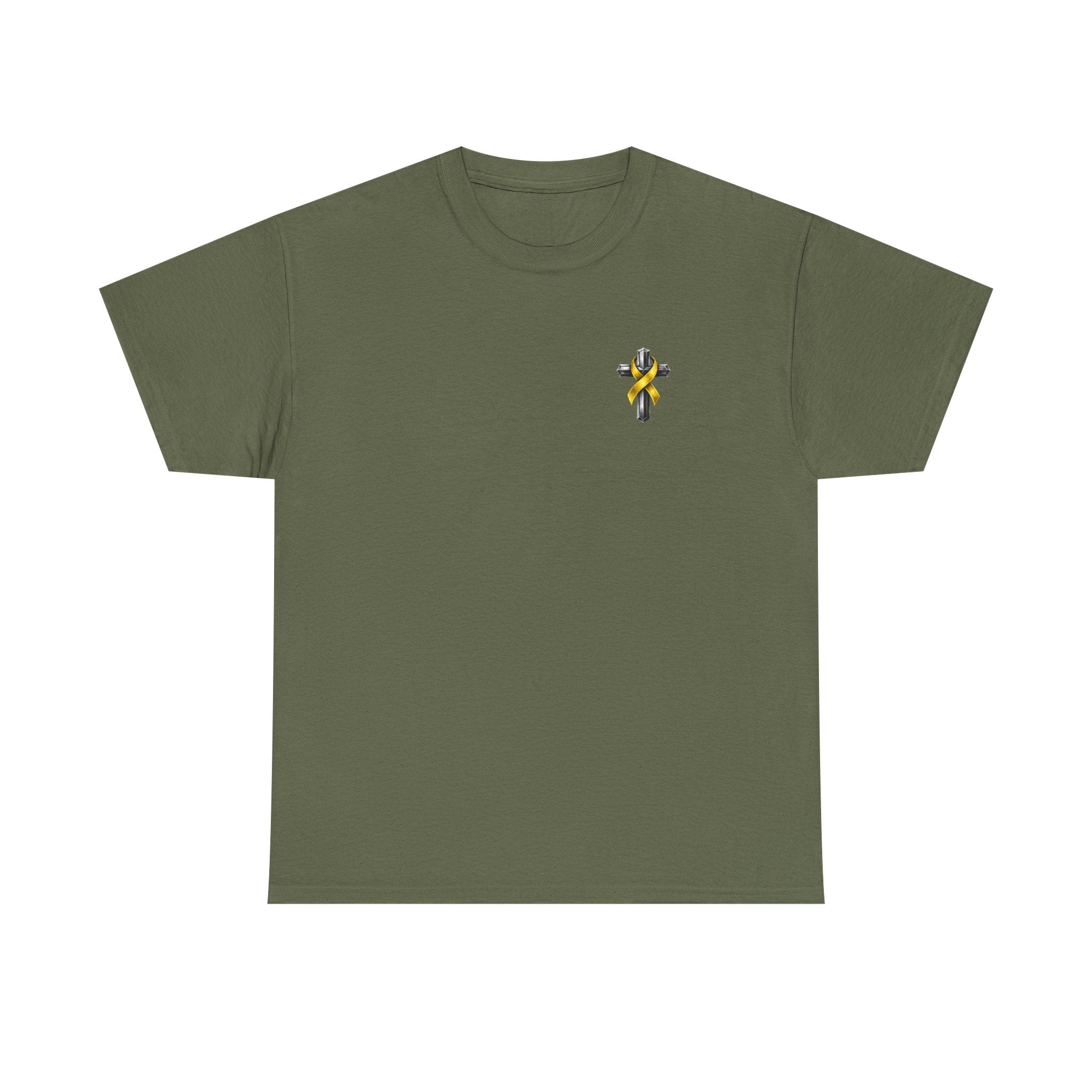 Unisex Heavy Cotton Tee - "Frontline of Faith" Yellow Ribbon Lily Tribute Shirt