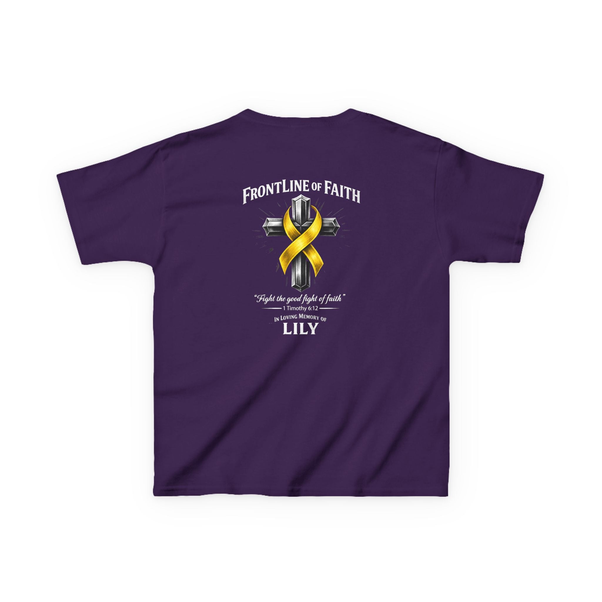 Kids Tee — "Frontline of Faith" Yellow Ribbon Lily Tribute Shirt